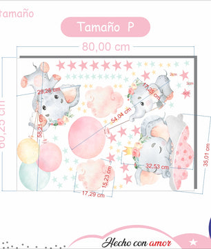 Vinilos decorativos Adhesivos infantiles de Pared elefante de acuarela 2 niña (0043)