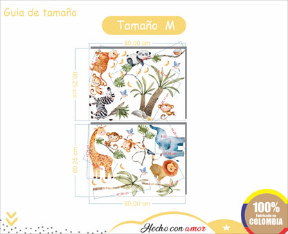Vinilos decorativos Adhesivos infantiles de pared Animales de Safari niño (0021)