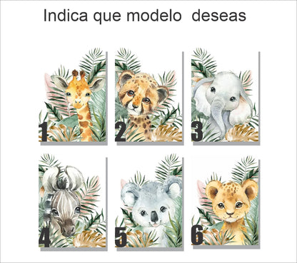 Cuadros Decorativos infantiles Modernos animales de la selva