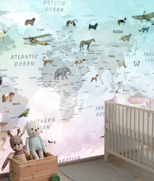 Papel para paredes Mapa mundial 8