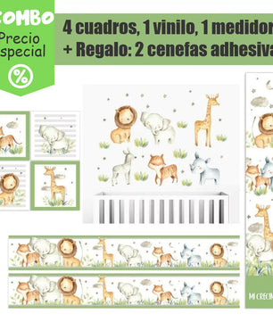 Combo de animales de safari en acuarela verde