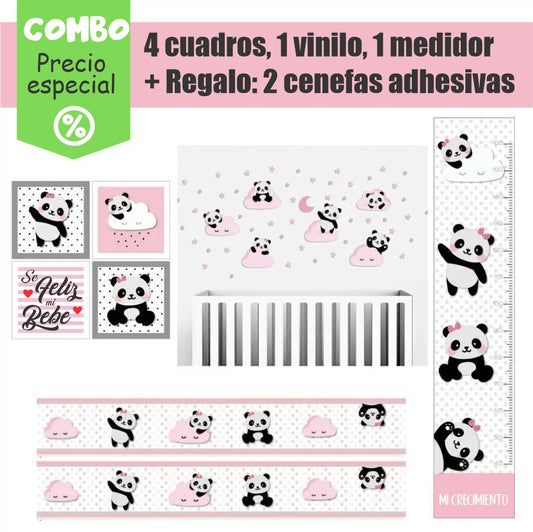 Combo de oso panda rosa