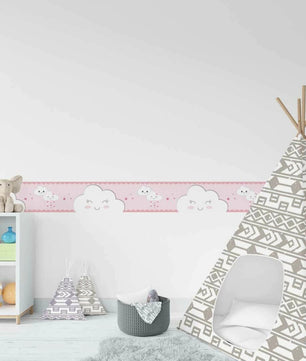 Cenefa infantil adhesiva Nube con lluvia de amor