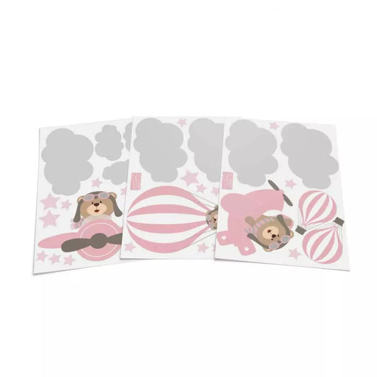 Combo de osito de peluche de aviador rosa