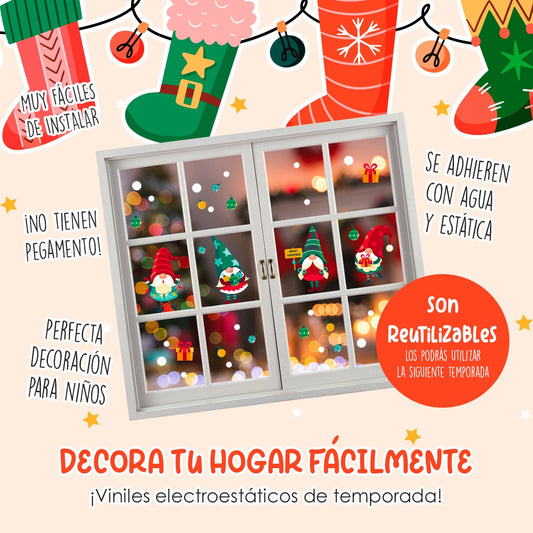Vinil Electro estático para ventanas DUENDECITOS NAVIDEÑOS