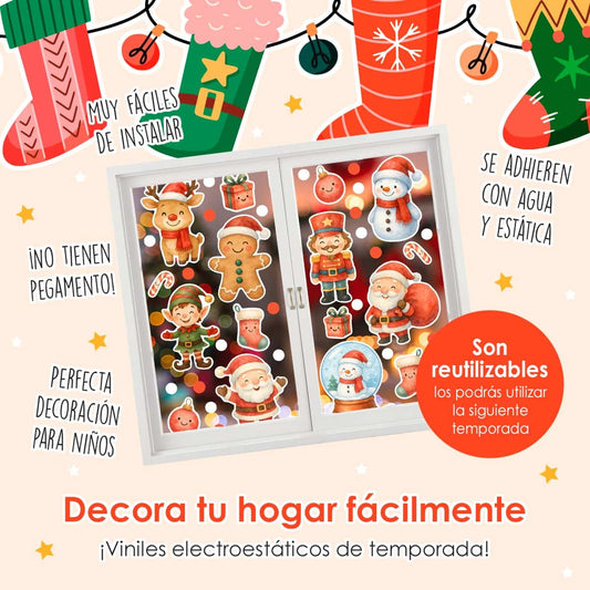 Vinil Electro estático para ventana Navidad magica