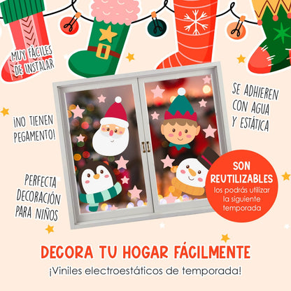 Vinil Electro estático para ventana Sonrisas de Navidad