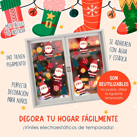 Vinil Electro estático para ventana Luces para Santa