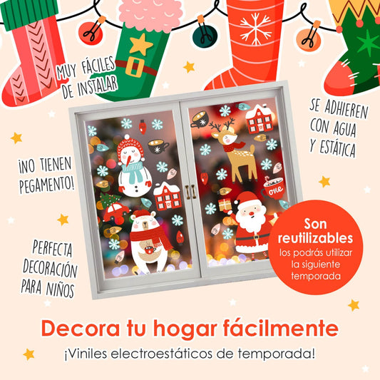Vinil Electro estático para ventana Caritas de Navidad