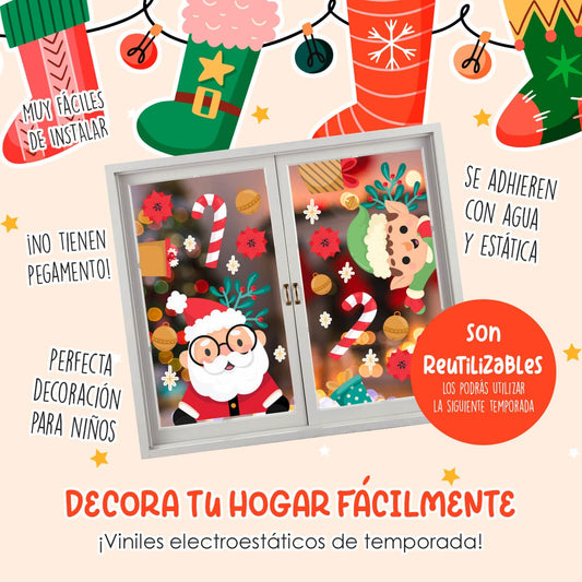 Vinil Electro estático para ventanas Alegría de Santa Claus