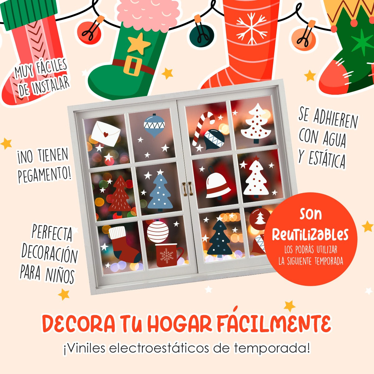Vinil Electro estático para ventanas THE CHRISTMAS HOUSE