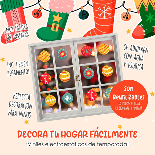 Vinil Electro estático para ventanas Esferas navideñas
