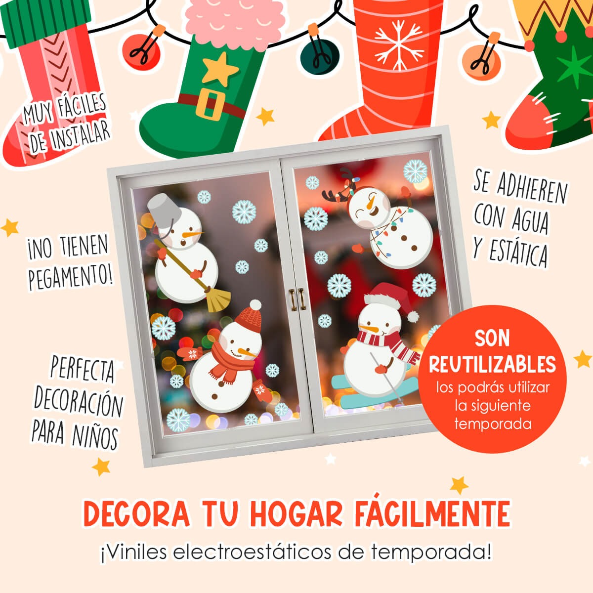 Vinil Electro estático para ventana Héroes de Invierno