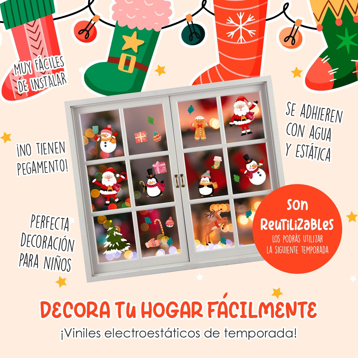 Vinil Electro estático para ventanas Regalos de Navidad