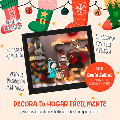 Vinil Electro estático para ventanas Nacimiento Navideño