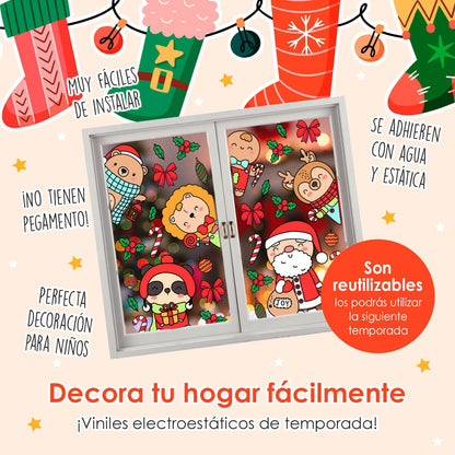 Vinil Electro estático para ventana Ayudantes de Santa