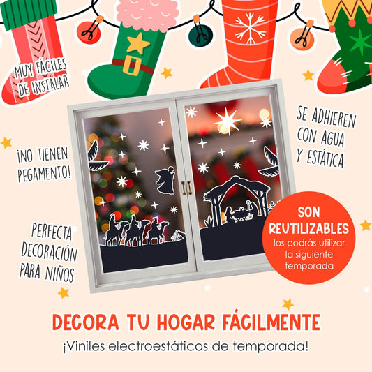 Vinil Electro estático para ventana Nacimiento Jesus