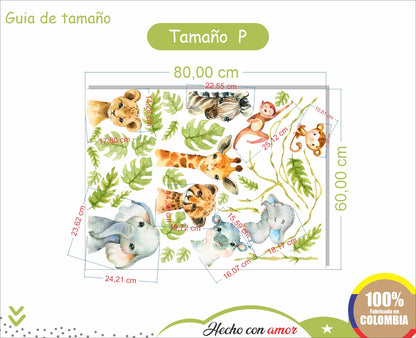 Vinilos decorativos Adhesivos infantiles de Pared  Conjunto de animales de Safari (0014)