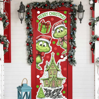 Vinilo para puerta Navidad Merry Grinchmas