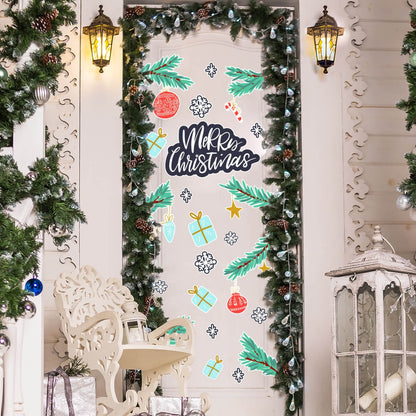 Vinilo para puerta Navidad Esferas mágicas navideñas