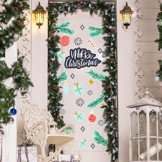 Vinilo para puerta Navidad Esferas mágicas navideñas