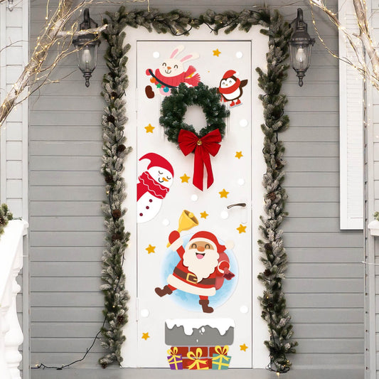 Vinilo para puerta Navidad Santa bajo la luna