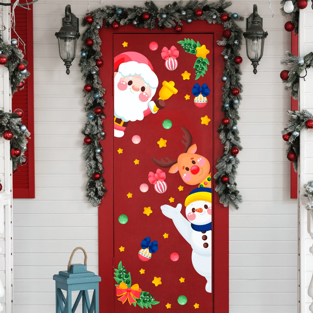 Vinilo para puerta Navidad Santa en entrega