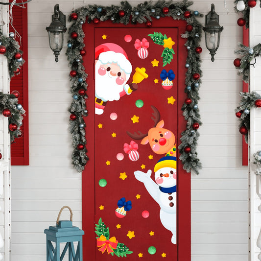 Vinilo para puerta Navidad Santa en entrega