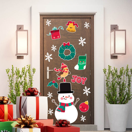 Vinilo para puerta Navidad   Nieve de alegría