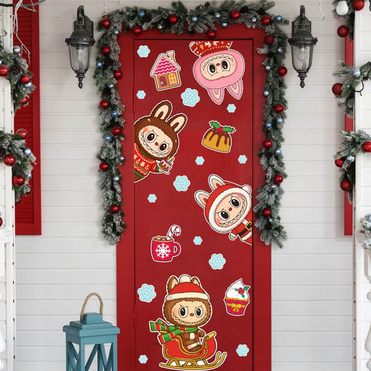 Vinilo para puerta Navidad Labubus navideños