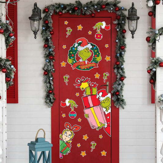 Vinilo para puerta Navidad Grinch Merry Christmas