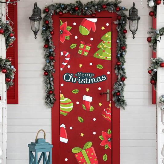 Vinilo para puerta Navidad Brillos navideños encantados