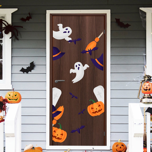 Vinilo para puerta Hallowen Noche de Brujas y fantasmas