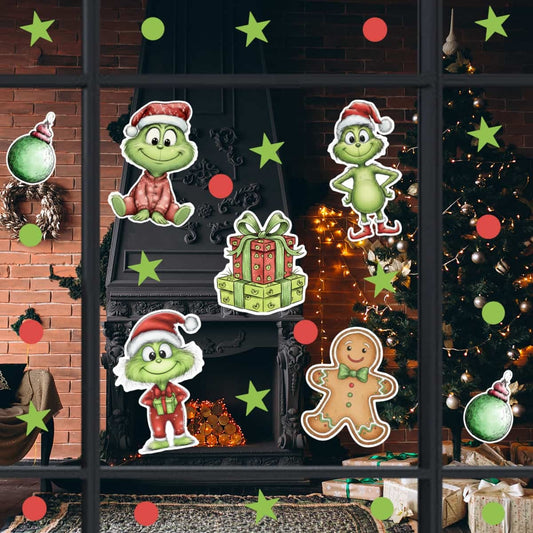 Vinil Electro estático para ventana Navidad Green
