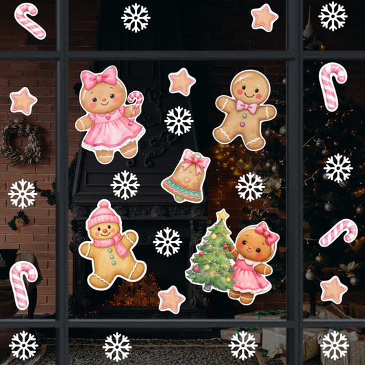 Vinil Electro estático para ventana Navidad Rosa