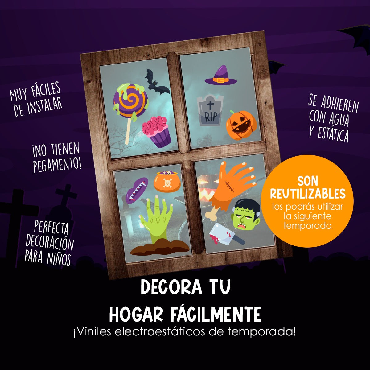 Vinil Electro estático para ventanas Rip Zombie