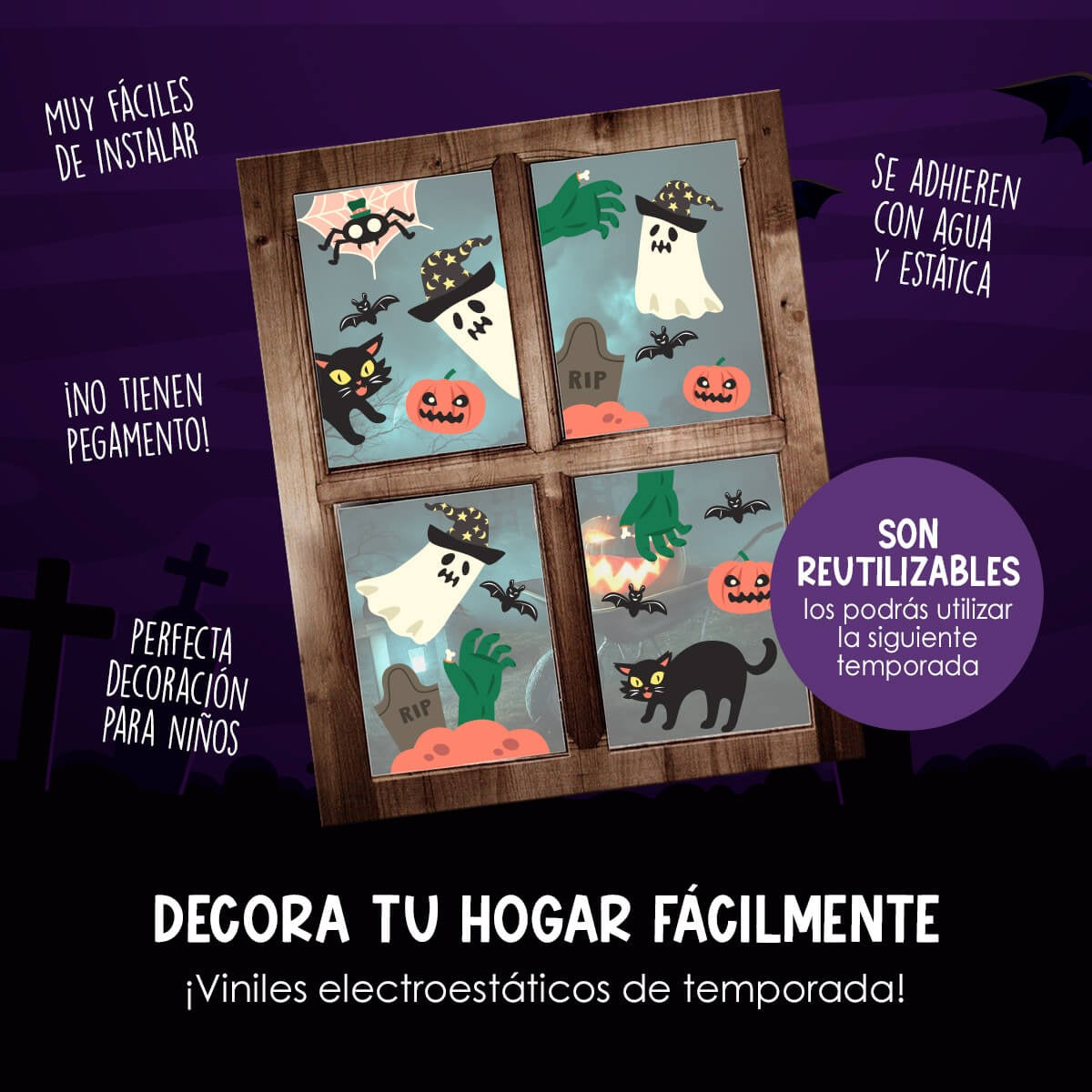 Vinil Electro estático para ventanas Manos zombies