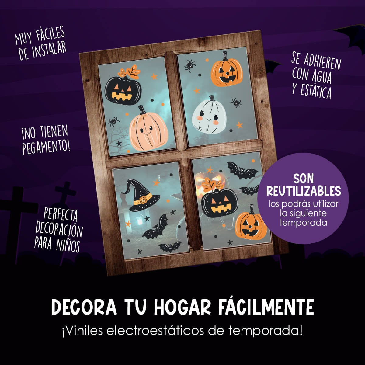 Vinil Electro estático para ventanas Calabacitas de Halloween