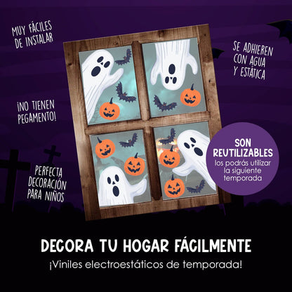 Vinil Electro estático para ventanas Fantasmas y Calabazas Mágicas