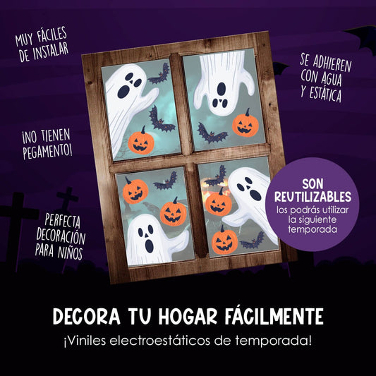 Vinil Electro estático para ventanas Fantasmas y Calabazas Mágicas