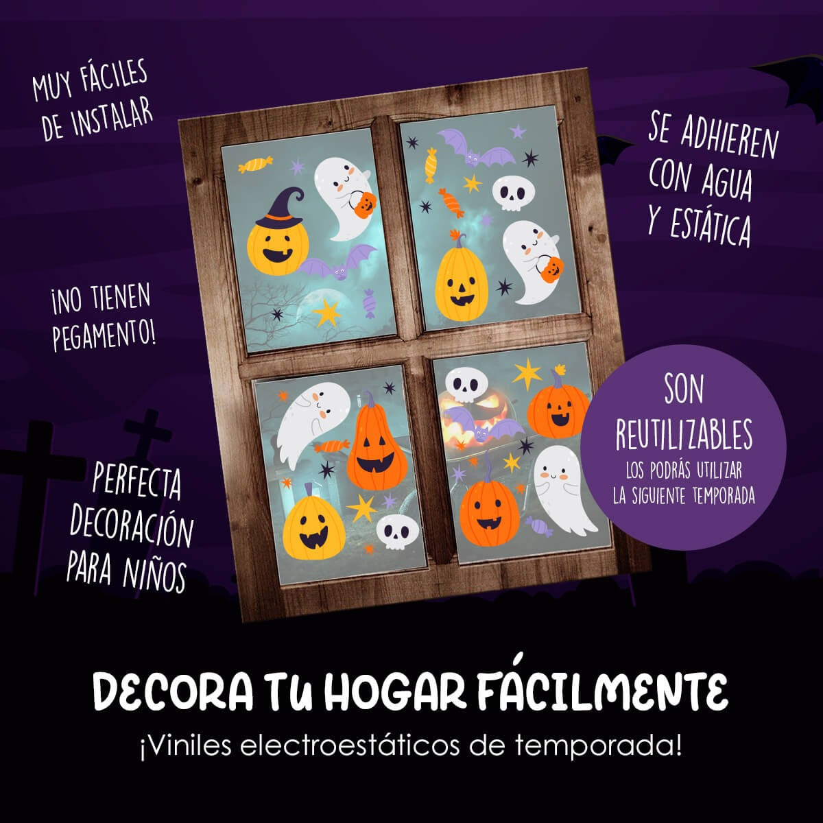 Vinil Electro estático para ventanas Noche de Halloween