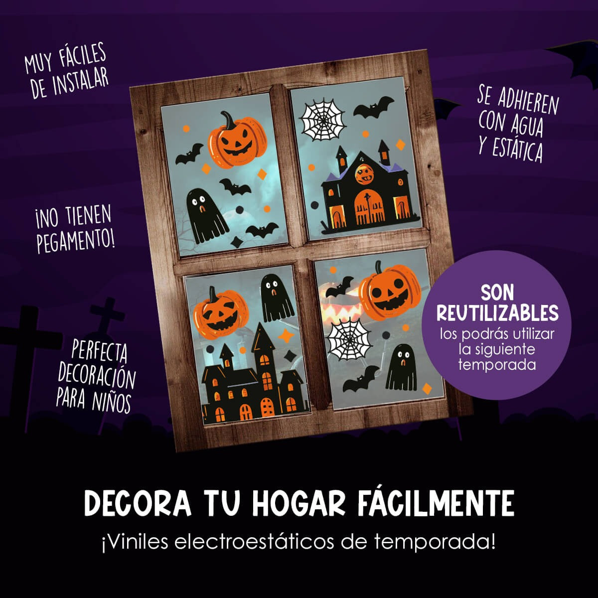 Vinil Electro estático para ventanas Diversión Embrujada