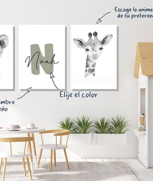 Cuadros Decorativos infantiles Modernos Animales de la selva con nombre