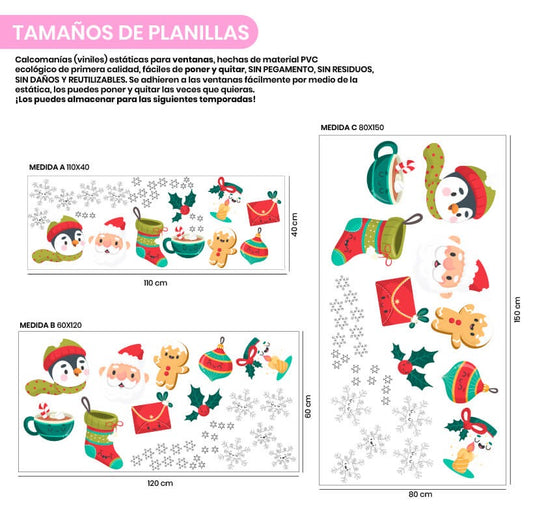 Vinil Electro estático para ventana Árbolitos de Navidad