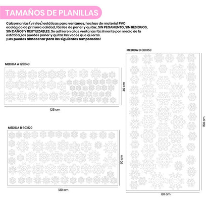 Vinil Electro estático para ventanas Copos de nieve