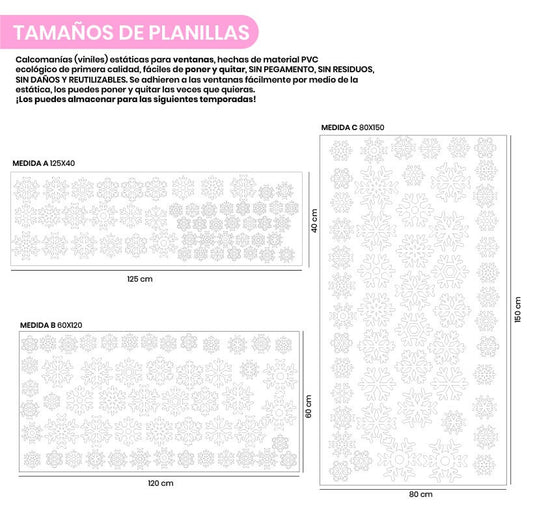 Vinil Electro estático para ventanas Copos de nieve