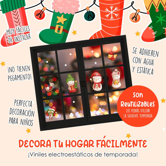 Vinil Electro estático para ventanas Familia de Nieve