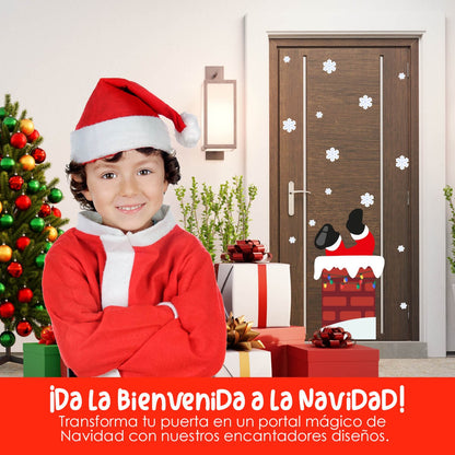 Vinilo para puerta Navidad  Sorpresa de Santa