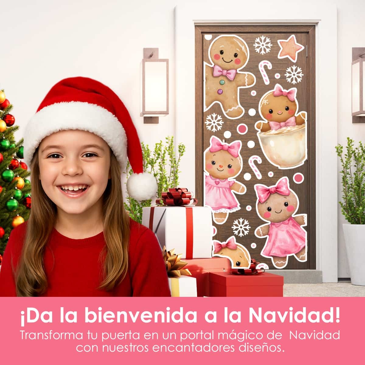 Vinilo para puerta Navidad Frosty Hugs