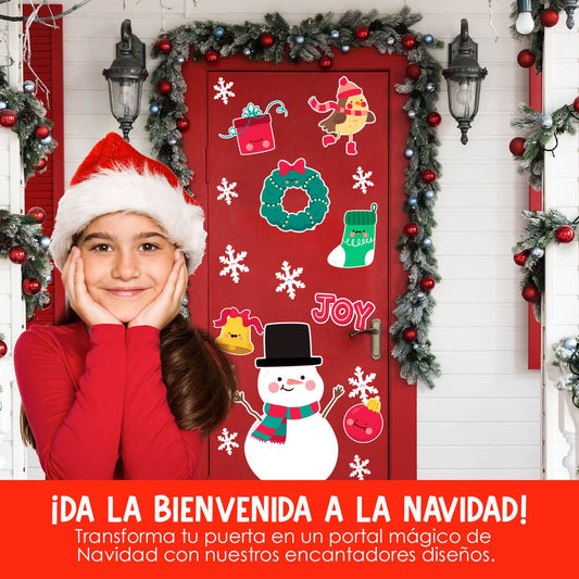 Vinilo para puerta Navidad   Nieve de alegría
